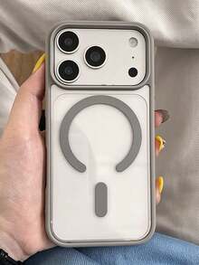 奢華透明清澈硬殼磁吸手機殼，相容 iPhone 18 Pro Max 18 Pro 17 Pro Max 16 15 14 13 Pro Max 17 Air，支援無線充電，防震保護套 - 灰色 - 查看 3