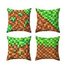 1pc/4pcs Pixel Grass Block Print Pillow Case, Suitable For Living Room Sofa Bedroom Daily Home Decor, Applicable For Daily Home Decor Pillow, Pillow Insert Not Included - Multi-color a - View 8