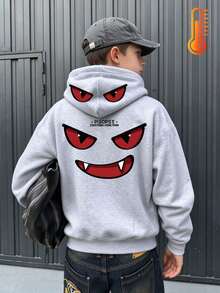 Tween Boy Fun Print Sweatshirt, Warm & Comfortable Thermal Lined Pullover Sweatshirt For Autumn/Winter - Grey - View 2