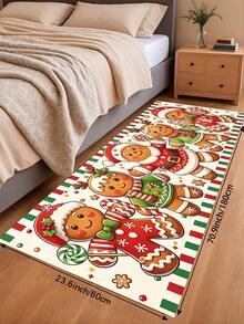 1/2pcs Christmas Kitchen Decor Rug, Christmas Gingerbread Man Pattern Design Winter Kitchen Rug And Mat, Non-Slip Washable Absorbent Kitchen Accessories Decorative Mat, Christmas Holiday Gift! - Multicolor - View 12