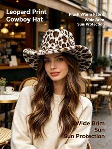 1pc Fashionable Denim Bucket Hat, Leopard Print Warm Thickened Hat, Personalized Cross-Border Gift Hat, Printed Plush Leopard Pattern, Unisex, Suitable For Outdoor, Couples, Gifts, Sports - A - View 6