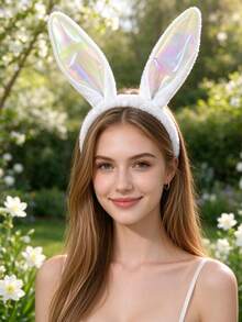 1pc/2pcs Halloween Rabbit Ear Headband, Easter Bunny Hair Accessory, Plush Cute Rabbit Ear Headband, Built-In Flexible Iron Wire, Can Be Shaped Freely, Suitable For Cosplay - Multicolor - View 10