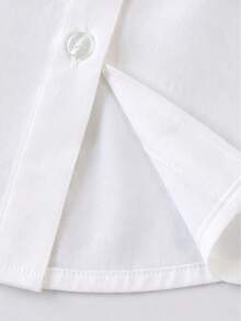 1PC Girls White Collared Puff Shoulder Ruffle Sleeve Blouse, Simple Fashion Versatile - White - View 5