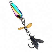 1 Set [4pcs Lures + 1pc Box] Fishing Lure, Bionic Fly Rotating Propeller Glitter Lure, Long Cast Micro Fishing Lure, Bionic Insect Fly Lure - Multicolor - View 5