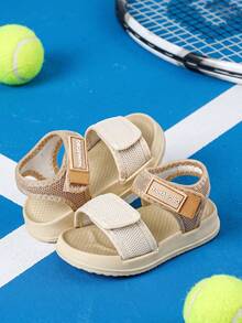 HAHABOBO Children's Khaki Mesh Breathable Sports Sandals, Dual Hook And Loop Adjustable, Lightweight Fashion Contrast Color, Comfortable Versatile Spring/Summer Outdoor Boys And Girls Shoes - Khaki - View 4