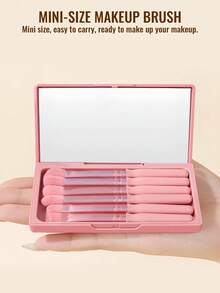 SEPROFE 6Pcs Eye Makeup Brush Set With Storage Case And Built-In Mirror, Portable Eyeshadow Brushes, Ultra Soft Bristles, Travel Eye Cosmetic Beauty Tools - Pink - View 4