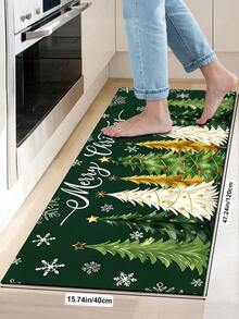 1/2pcs Christmas Kitchen Decor Rug, Christmas Tree & Forest Pattern Design Winter Kitchen Rug And Mat, Non-Slip Washable Absorbent Kitchen Accessory Decorative Mat, Christmas Holiday Gift! - Multicolor - View 17