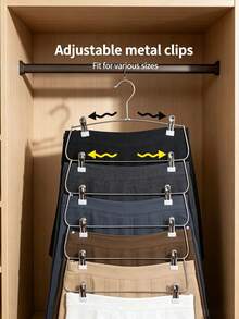 6-Tier Multi-Function Metal Clothes Rack With Skirt Clips And Pants Clips, White - Silver - View 3