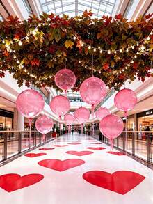 5pcs 18-Inch Pink Bubble Foil Balloons, Round Mylar Balloons For Wedding Birthday Party Decoration, Balloon Arch Photo Wall Backdrop Props, Camping Anniversary Home Decor - Pink - View 5