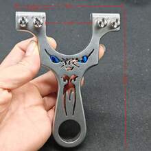 1pc Stainless Steel Slingshot With Flat Rubber Band, Suitable For Outdoor Shooting Practice, Competition, Fishing And Bird Watching Leisure Activities - Silver - View 10