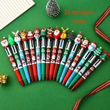 Christmas Multi-Color Retractable Ballpoint Pens For Kids, Cute Cartoon Top Writing Pens, 16 Designs Randomly Sent 1pc, School Stationery Gift - Multicolor - View 9