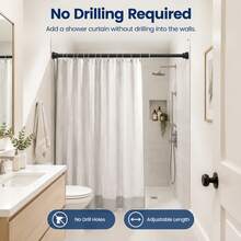 1PC Single Rod No-Drill Shower Curtain Rod, Adjustable Length, Suitable For Bathroom Shower Curtain, Balcony Clothes Drying Rack, Living Room Curtain Rod, Wardrobe Internal Hanging Rod, Multi-Functional No-Installation Telescopic Rod - Classic - View 8
