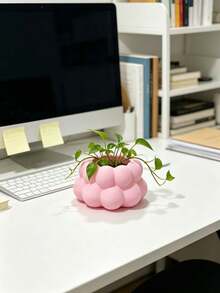 Macaron Color Bubble Cloud Shaped Flower Pot 3D Printed Textured Planter, Office Desktop Cactus Succulent Green Plant Pot, Cute Healing Style Home Decor Ornament - Multicolor - View 7