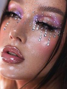 325pcs 3D Y2K Self-Adhesive DIY Pearl Rhinestone Face Decoration Stickers, 325pcs White Glitter Pearl Acrylic Rhinestone Stickers, 1 Sheet 3D Stickers, Suitable For Makeup, Hairstyle, Face, Nail Art, Decoration - Multicolor - View 7
