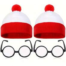 2/4pcs Lace Mini Hat And Nerd Glasses Costume Set, Lensless Wizard Hat And Glasses Set, Suitable For Christmas Theme Party And Cosplay - Multicolored - View 9