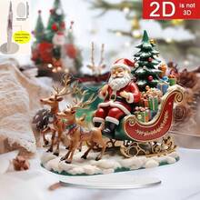 2D Flat Acrylic Christmas Decoration Set - Santa Claus, Ideal Holiday Gift, Perfect Room Decor Choice, 2D Flat Design - A - View 3