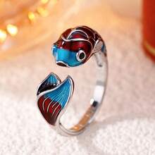 1pc 3D Koi Fish Open Ring, Symbolizing Abundance, Birthday Gift Chinese Style Women's Accessory - Koi Fish Ring - View 9