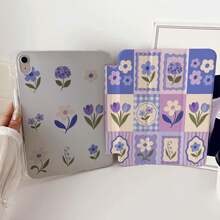 1件夢幻紫色花卉拼接繡球花與鬱金香圖案平板保護殼，相容 iPad PRO/AIR、、小米 Pad 5/6/7、華為 MatePad - 彩色 - 查看 7