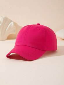 Men's Solid Color Minimalist Sun Protection Baseball Cap, Casual Baseball Cap, Unisex All-Season Outdoor Leisure Sports Cap - Hot Pink - View 2
