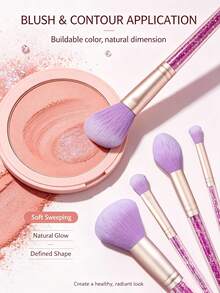 7Pcs Makeup Brush Set,Flawless Blending Cosmetic Kit, Multi-Purpose Face&Eye Makeup Essentials For Daily Beauty Application - Purple - View 5