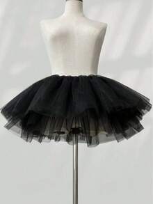 White Black Cute Boneless Women's Petticoat Ballet Skirt Ribbon Halloween - Black - View 3