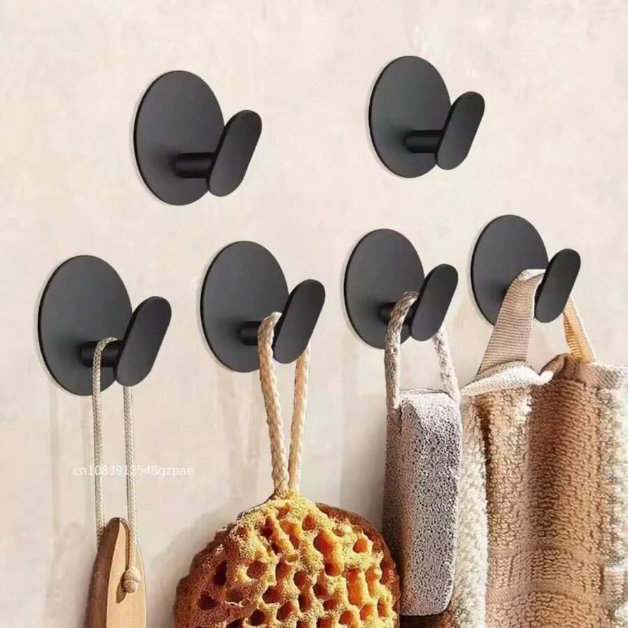 4/2/1pc Stainless Steel Wall Hook Bathroom Bathrobe Hook Adhesive Towel Rack Bathroom Kitchen Hardware Multi-Purpose Hanging Hook - Multicolor - View 1