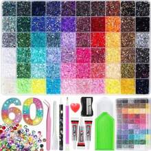 60 Colors Jelly Resin Flat Back Rhinestones Luxury Set, 48,000 Pieces Resin Rhinestones, Handmade DIY Material Kit, Suitable For DIY Hats, Water Cup Rhinestone Decoration, Diamond Painting, Multi-Purpose Application - Multi-color a - View 10
