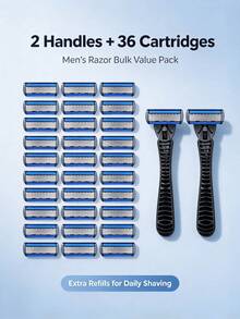 Men's Manual Razor Set With Replaceable Razor Blades, Reusable Handle, Sharp Stainless Steel Blades, Smooth Close Shave, For Men Facial Shaving, Wet Shaving Suitable - A - View 1