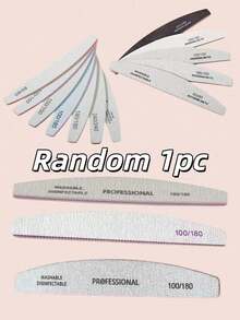 10pcs Professional Crescent-Shaped Nail File 100/180 Grit, Purple Core With Teeth, Nail Shaping Tool, Durable - Grey - View 7