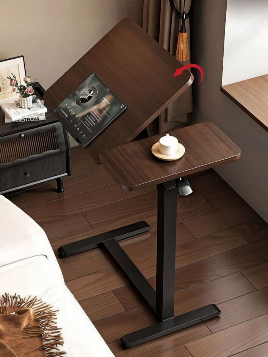 Bedside Table, Movable Height Adjustable Folding Desk, Narrow Gap Small Computer Desk, Slouchy Simple Writing Desk, Tiltable Laptop Stand, Metal Frame Floor Reading Table, Space Saving Nightstand, Suitable For Bedroom, Study Room And Living Room - Multicolor - View 1