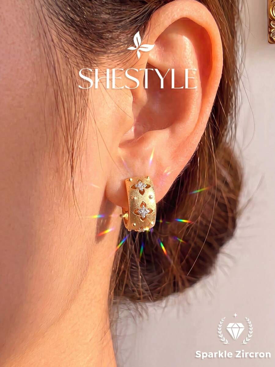 1 Pair Handmade Vintage French Style Earrings, Luxurious And Elegant, Suitable For Women, Perfect For Birthday, Party, Date And Other Occasions, High-Quality Girl Gift And Accessory - Retro Brushed Earrings - View 1