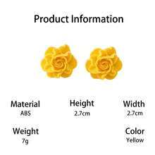 1 Pair Gentle French Mori Style Girl Gradient Yellow Rose 3D Layered Flower Stud Earrings - Yellow - View 6