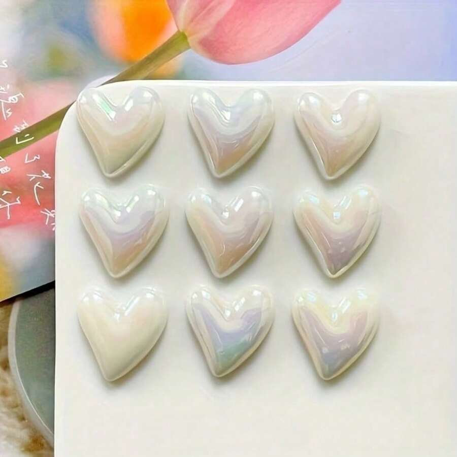 5pcs/10pcs Heart-Shaped Glitter Fridge Magnets, Cute Decorative Magnets, Personalized Refrigerator Magnets, Suitable For Kitchen, Office, Whiteboard, Storage Cabinet, Dishwasher, Kitchen Decor, Home Decor, Holiday Gift, Kitchen Accessories - Multicolor - View 1