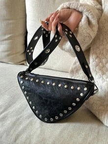 Vintage Autumn/Winter New Artificial Leather Rivet Triangle Crossbody Bag - Multicolor - View 9