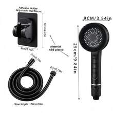 1 cái/3 cái Vòi sen tắm tăng áp mạnh mẽ, vòi phun lọc, vòi sen cầm tay massage/bộ kèm dây sen 1.5m và giá đỡ ABS - đen - Xem 11