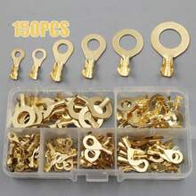 Round Terminal Block O-Type Lugs Terminals Cold-Pressed Connector Copper Tab Wiring Nose Combination Set New - A - View 2