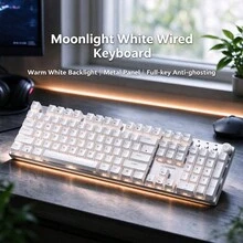EWEADN Mechanical Keyboard, Typewriter-Like Crisp Typing Feel, Soft Touch Keys, White LED Backlight, Detachable USB Cable, Anti-Ghosting, Suitable For PC And Laptop, Suitable For Office Typing - View 6