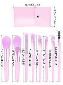 ronshadow 8pcs Short Makeup Brush Set With PU Portable Storage Bag, Macaron Color, Soft Bristles, Skin-Friendly, Beginner-Friendly Makeup Tools - Multicolor - View 5