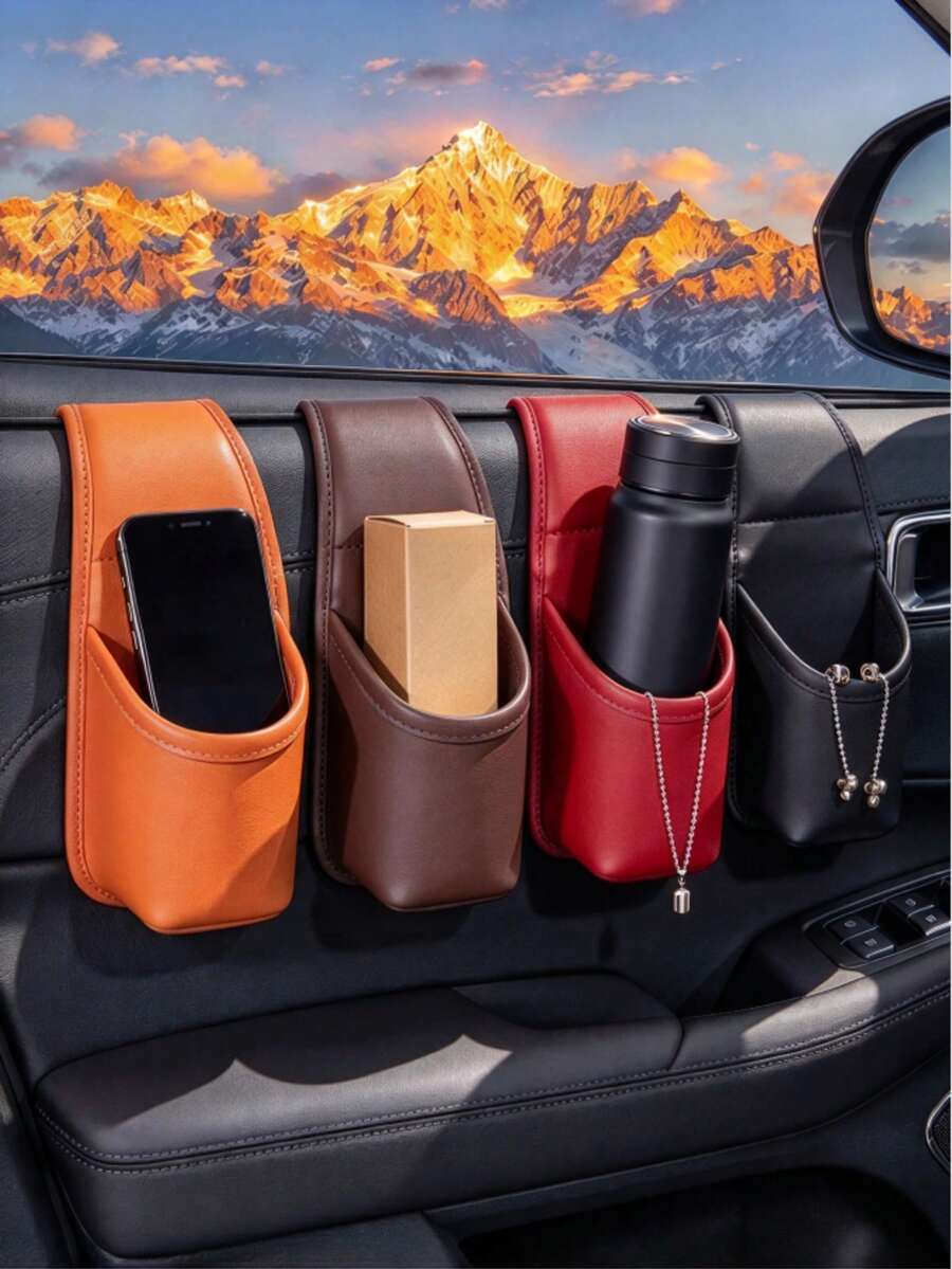 1pc Car Door Storage Bag With Cup Holder Pocket, Universal Side Hanging ...