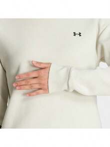 Under Armour Women's Unstoppable Flc Crew Fleece Round Neck Casual Sports Pullover Sweatshirt 1379835-273 - Light Khaki - View 4