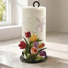 1pc Tulip & Calla Lily Decorative Paper Towel Holder, Easy Installation, Holiday Decor, Suitable For Kitchen, Bathroom And Party Occasions, Paper Towel Rack, Kitchen Supplies, Desktop Organizer, Home Accessories, Dorm Essentials, Suitable For College Dorms, Perfect For Holiday Celebrations - Multicolor - View 6