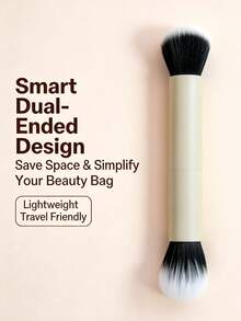 2pcs Large Dual-Head Macaron Color Blush Brush, Powder Brush, Angled Contour Brush, Fluffy Highlighter Brush, Double-Layer Makeup Brush - Beige - View 4