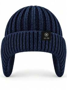 Unisex Fleece Lined Earflap Knit Beanie, Thick Ribbed Winter Windproof Warm Folded Skull Cap, Suitable For Outdoor Sports - Multicolor - View 14