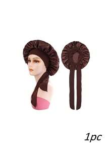 Shower Cap Camping Shower Cap Head Care Shower Cap, Satin Hair Cap With Adjustable Bow - Soft Hair Protection Cap, Suitable For Night Sleep, Bathing And Travel, Suitable For Curly Hair And Braids, Multiple Colors Available - A - View 12