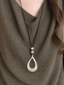 1pc Fashionable Personalized Minimalist Asymmetrical Geometric Pendant Necklace, Leather Resin Multicolor Pendant Necklace, Suitable For Women's Daily, Party, Holiday Matching - Multicolor - View 19