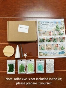1pc Sea Glass Christmas Tree Series Set, Handmade Desktop Sea Glass Art, DIY Holiday Decoration, Sea Glass Christmas Tree Making Kit, Creative Gift, Sea Glass Christmas Tree, Desktop Ornament, Christmas, Christmas Home Decor, Room Decoration - Multicolor - View 15