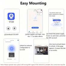 1pc 2pcs Mini Smart 720P HD Camera Home Security Camera, Portable, Wireless WiFi 2.4G Hz Rt Phone Remote Monitoring With Video Recording, Baby Monitor, Nanny Cam, With Night Vision, Motion Detection, Thanksgiving, Christmas, New Year Gifts - Black - View 4