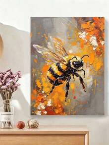 DIY Paint By Numbers Kit, Impasto Bee Canvas Painting, Unframed Home Wall Decor Art - A - View 2