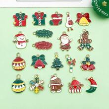 20pcs Enamel Christmas Charms For Jewelry Making Assorted Xmas Santa Snowman Gingerbread Bell Pendant Charms For Bracelet Necklace DIY Crafts - Multicolor - View 8