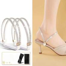 QKC 1 Pair Rhinestone High Heel Shoes Anti-Slip Strap Women's Diamond Shoe Strap Anti-Slip Heel Strap Perforated Elastic Fixing Strap - Multicolor - View 8